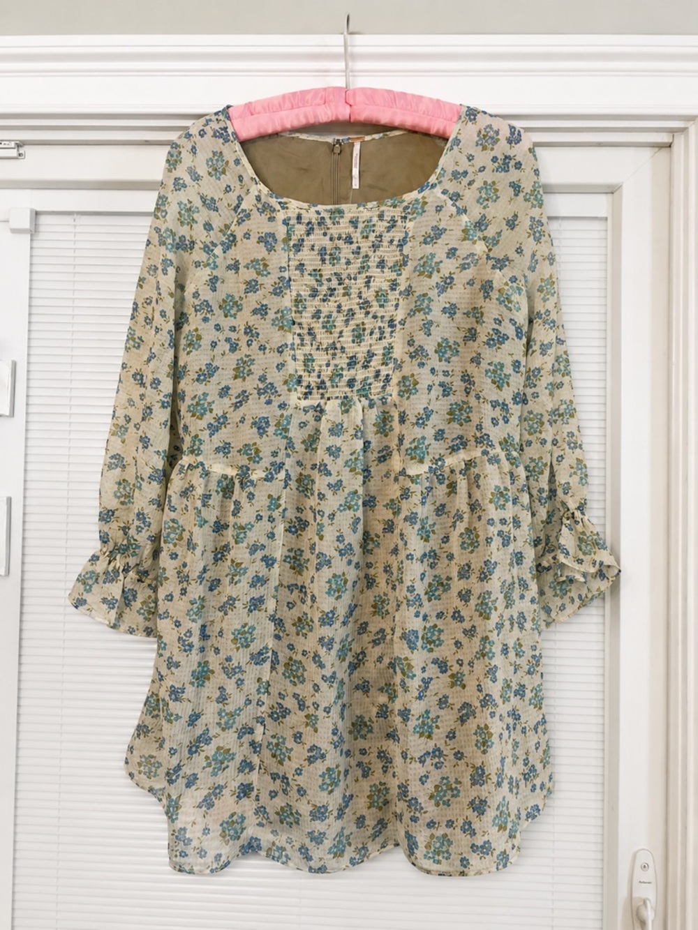 Free People Boho Floral Babydoll Mini Dress Size 12